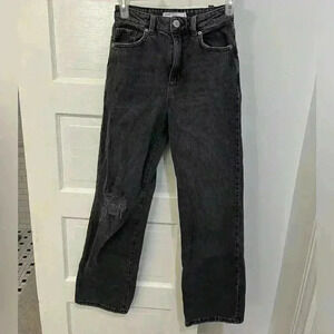 Garage washed black ripped knee mom jeans jambe‎ large wide leg size 23/00